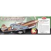Guillow's P-40 Warhawk Model Kit - 28 in Laser Cut Balsa Flying Tiger | Precision balsa wood parts, plastic wheels, and decals for rubber power, U-Control, free flight, or static display models