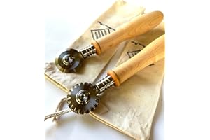 Nonna's cutters, stainless steel pasta wheel, maple handle (Smooth & Fluted pair)
