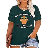 Plus Size Thanksgiving Shirts for Women Gobble Shirt Funny Turkey Graphic Short Sleeve Tee Top Casual Fall Shirt