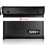 SPVIOQI Fireproof Document Bag 5200°F with Heat Insulated, Fireproof Money Bag for Cash with Zipper and Reflective Strip, 14.2” X 11” Fireproof Safe Storage Pouch for Valuables