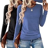 Gihgoew 2 Pack Womens Tops Crewneck Soft Long Sleeve Shirts Fall Clothes Casual Tshirts Basic Tee