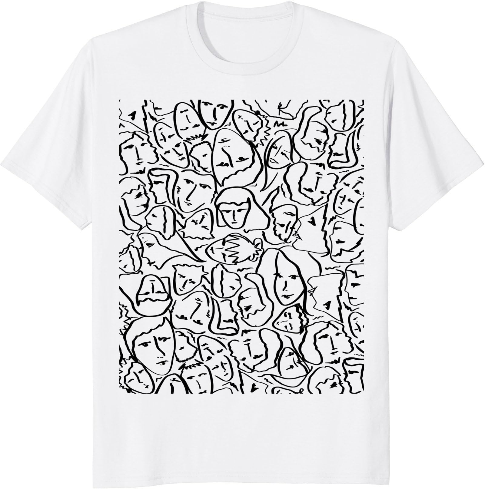 Elios Shirt Faces in Black Ink Hand Drawn Art T-Shirt