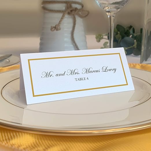 Amazon Com Single Line Border Printable Place Cards Gold Set Of 60 10 Sheets Laser Inkjet Printers Perfect For Wedding Parties And Special Events Home Kitchen