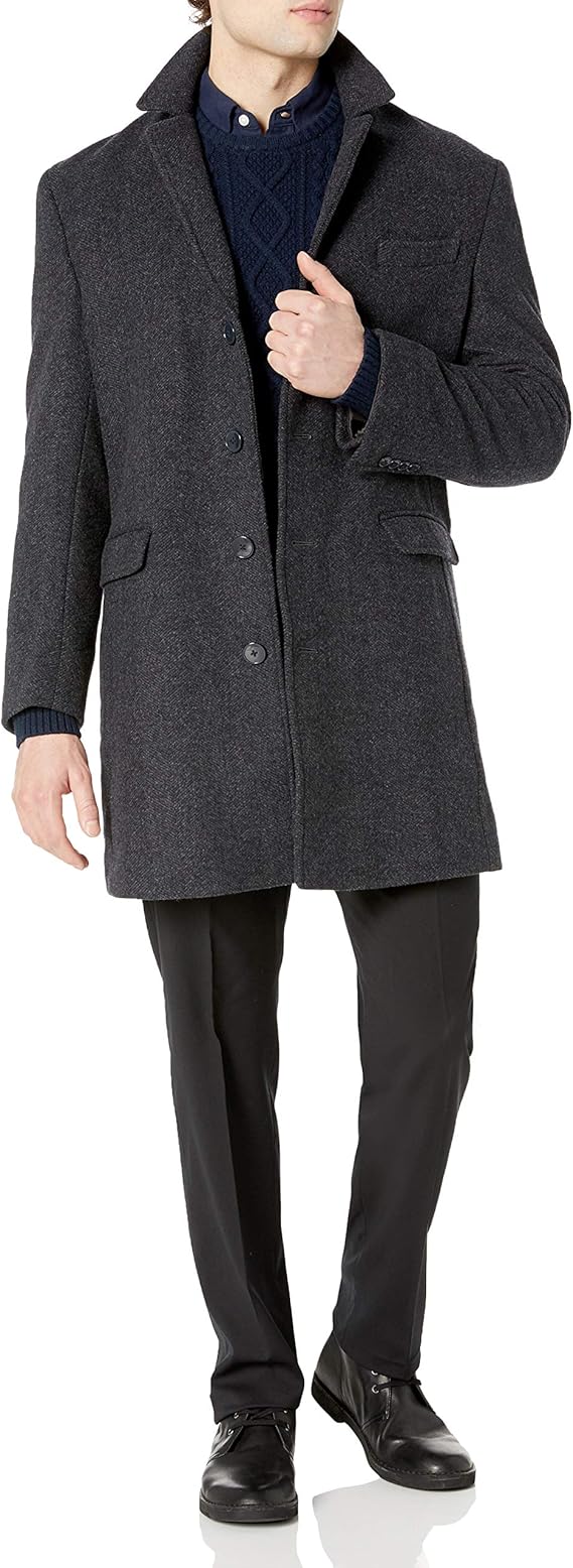 Calvin Klein 卡尔文克莱因 CK 羊毛呢 修身中长款男式大衣外套 36R码$43.83 海淘转运到手约￥456