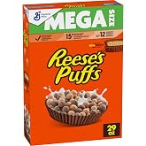 Reese's Puffs Chocolatey Peanut Butter Breakfast Cereal, Mega Size, 29 oz | Real Reese's Peanut Butter, 15g Whole Grain, Good Source of Calcium, Value Size, Great for Kids of All Ages
