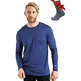 Merino.tech Merino Wool Base Layer - Mens 100% Merino Wool Long Sleeve Thermal Shirts Heavyweight, Midweight, Lite with Socks