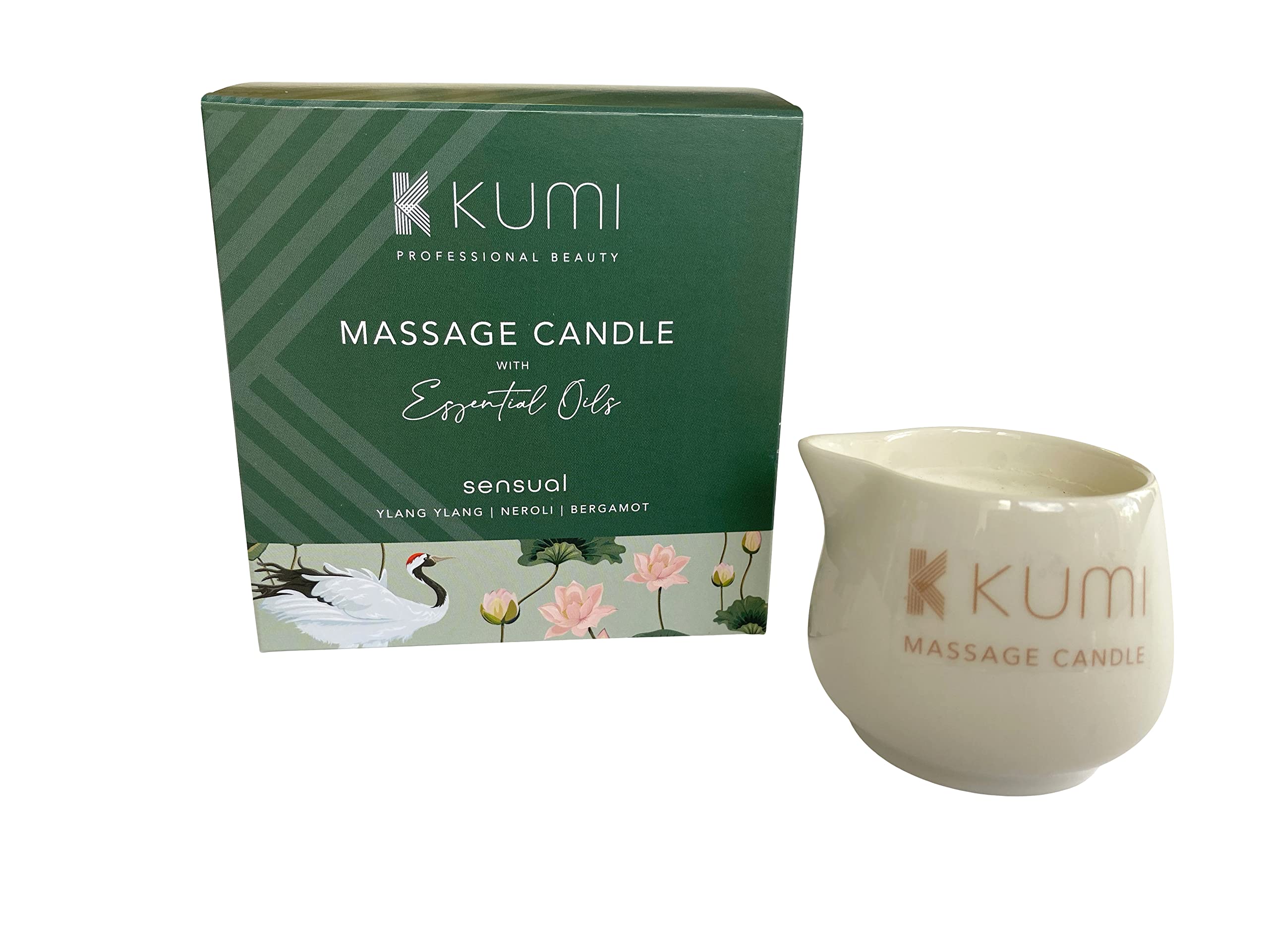Kumi Aromatherapy Massage Candle - Scented Candle for Massage - Plant Based & Vegan Massage Oil Based Candle - Home Spa - UK Made - 55g - Sensual