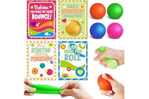 SHEMIRA 28 Packs Valentines Day Cards for Kids with Stretchy Ball Set, Stretchy Balls Sensory Squeeze Toys Fidget Toys for Kids Classroom Exchange Prizes, Valentine Party Favor for Kids
