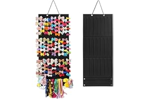 JOYMOMO Hair Accessory Organizer - Hanging Holder for Girls' Headbands, Hair Clips, Ties, Scrunchies (Black)