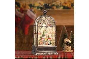 SESCHRIST Snow Globe Christmas with Snowman Elk, Lighted Christmas Snow Globes with Timer, Swirling Musical Glittering Snow Globes Lantern for Christmas Decoration(Snowman Elk Squirrel)