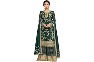 TRENDMALLS Women's Georgette Embroidery Indian Pakistani Kurta Sharara Suit Set Ethnic Dress