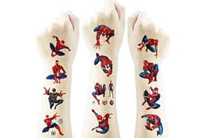 ZCXDF 40 Sheets Spider Temporary Tattoos Birthday Themed Party Supplies Decoration Favors Cartoon Cute Sticker for Kids Boys Home Activity Class Prizes Carnival Christmas Rewards (red)