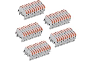 MELIFE 50PCS DIN Rail Terminal Blocks Kit, Universal Compact Lever Wire Connector for Electrical Wires, Detachable Ground Circuit Terminal Blocks for Circuit Inline 28-12 AWG