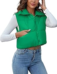 Kissonic Women's Winter Puffer Vest Stand Collar