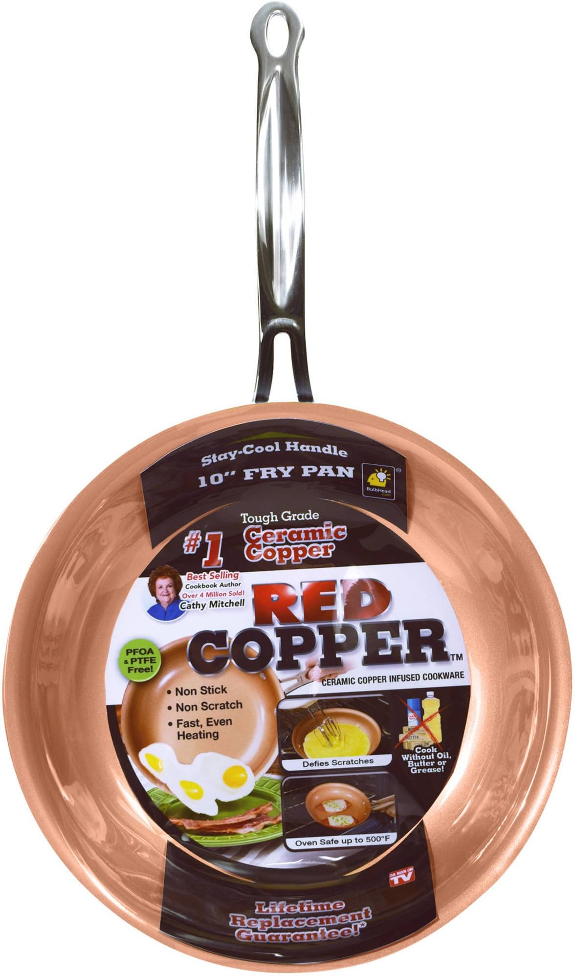 10 INCH RED COPPER FRY SAUTE PAN NON STICK