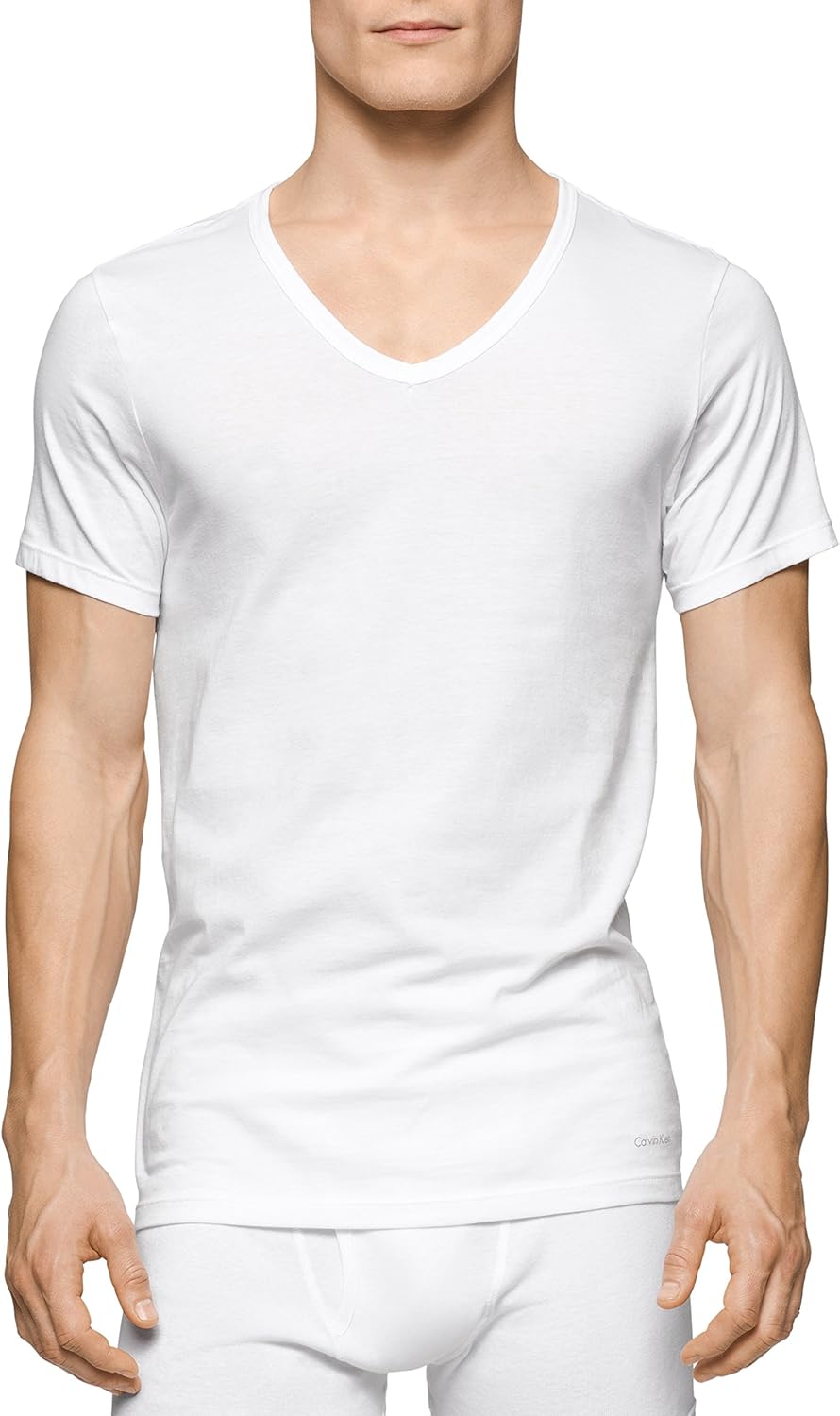 Calvin Klein Men's Cotton Classic Slim Fit V Neck T-Shirts at  Men’s Clothing store