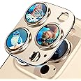 Uyiton for iPhone 12 Pro Max Camera Lens Protector, [Drop Protection][Strong Adsorption] 9H Tempered Glass Camera Cover Screen Metal Ring Case Friendly Scratch Resistant Easy to Install - Gold