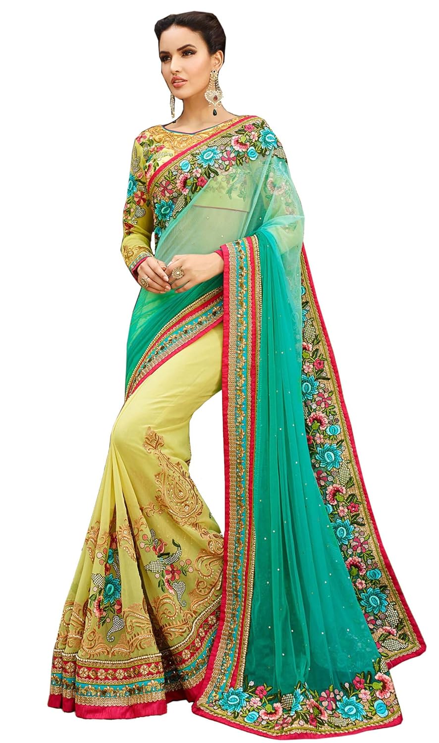 magneitta women's georgette saree with blouse piece (23096_sky blue_free size)