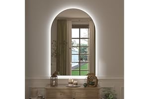CHARMOR Backlit Arched LED Bathroom Mirror 24x36 Inch, Dimmable LED Vanity Mirror with Lights, Anti-Fog, 3 Colors, Memory, ETL Listed