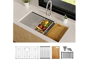 36 inch Workstation Kitchen Sink,TECASA Undermount Deep Single Bowl, 16 Gauge Stainless Steel with Integrated Ledge and Accessories (Pack of 5), World-class Manufacturing Standard (36" x 18" x 10")