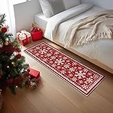 Artoid Mode Red Snowflake Pinecone Winter Runner Rug, Christmas Home Decor Low-Profile Non-Slip Washable Carpet Runner for Hallways Kitchen Laundry Bedroom Bathroom 2x6 Feet