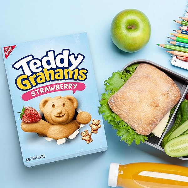 TEDDY GRAHAMS STRAWBERRY FLAVOR GRAHAM SNACKS, KIDS SNACKS, 10 OZ