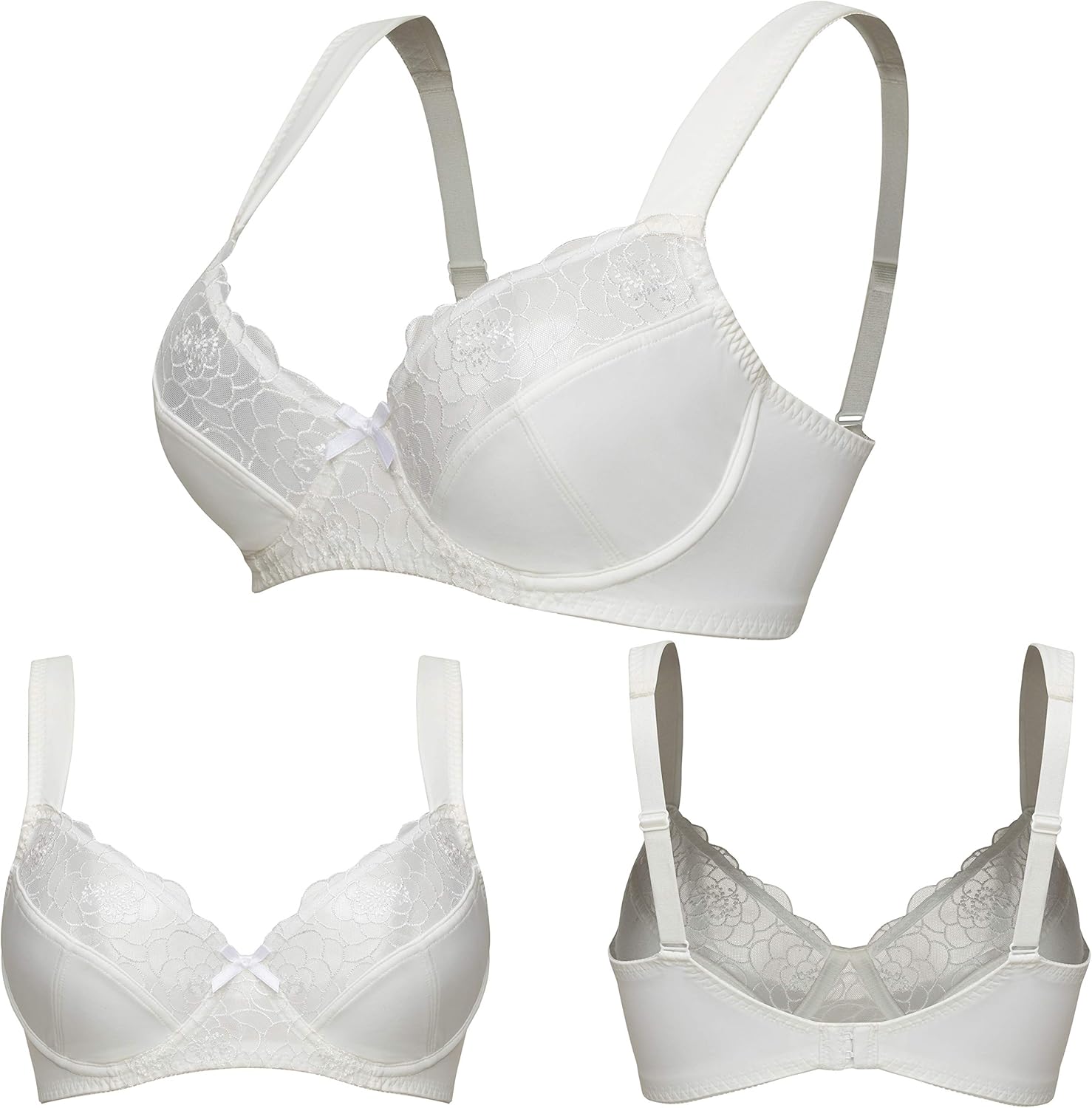 Curve Muse Womens Plus Size Minimizer Underwire Bra with Lace Embroidery-2Or3PK at  Women’s Clothing store