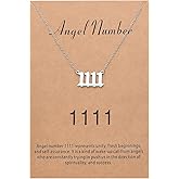 Sunique Angel Number Necklace for Women Dainty Gold Plated Number Necklace Numerology Jewelry Gifts for Women