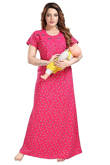100% Hosiery Cotton Feeding Nighty for Women (Available in Multicolour)