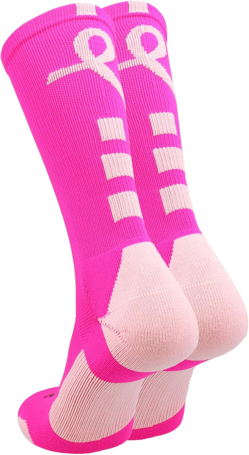 TCK Baseline Breast Cancer Awareness Athletic Crew Socks (Kids and Adult Sizes) : Clothing