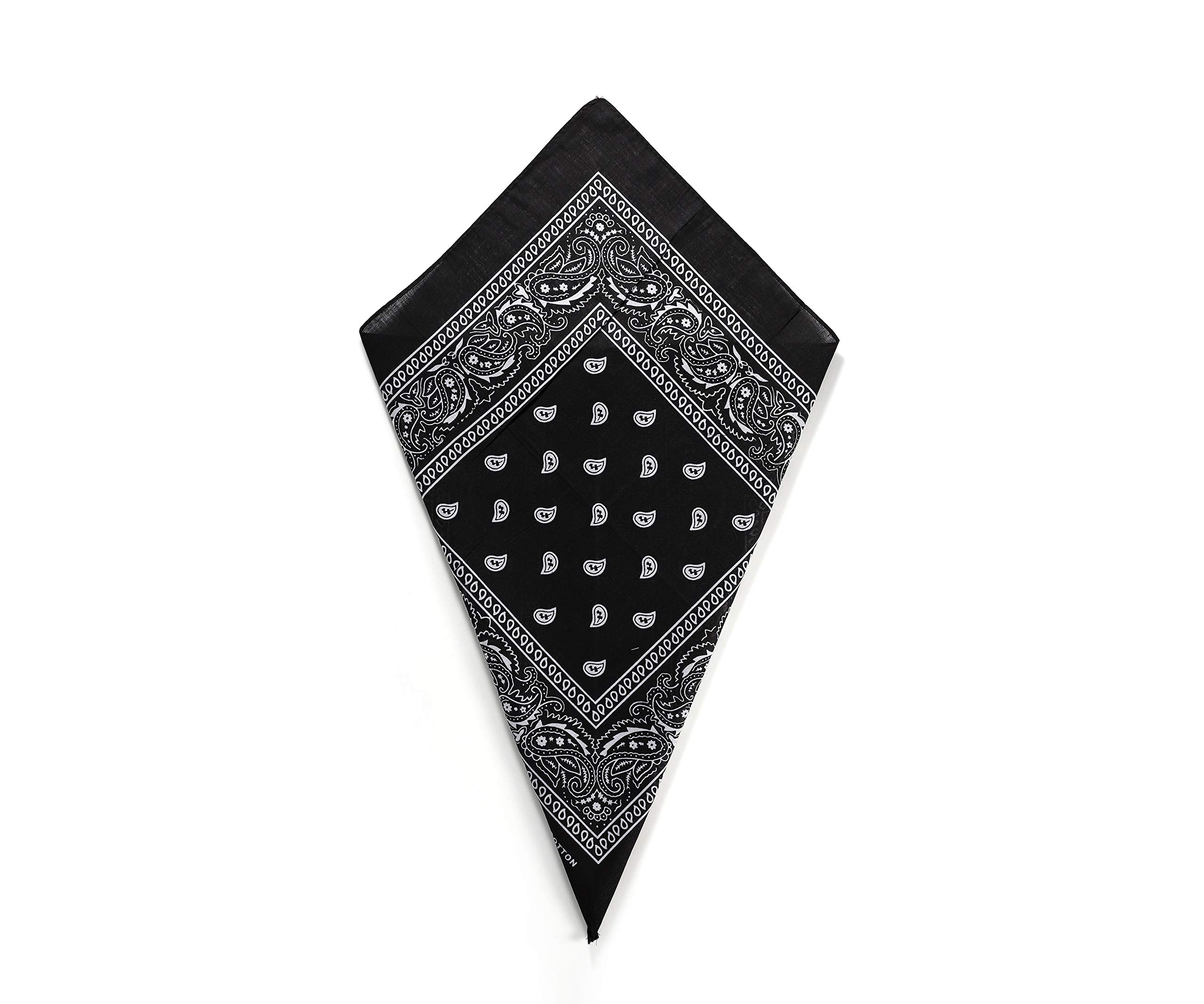 Black Paisley Bandana Head Scarf Headbands Handkerchief Cowboy Cotton Bib Party Face Covering Headwear For Motorcycling Mens Womens Unisex