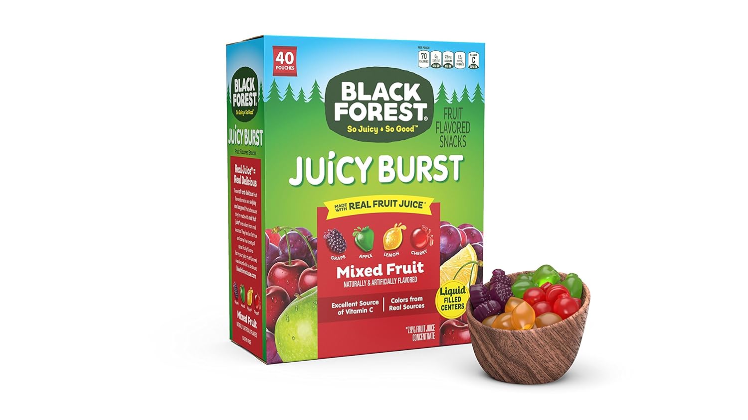Black Forest Fruit Snacks Juicy Bursts, Mixed Fruit, 0.8 Ounce (40 Count) : Grocery & Gourmet Food