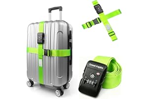 Travel Inspira Heavy Duty Luggage Straps with TSA Lock - Cross Design Suitcase Belt, Anti-Slip Adjustable Travel Accessories 