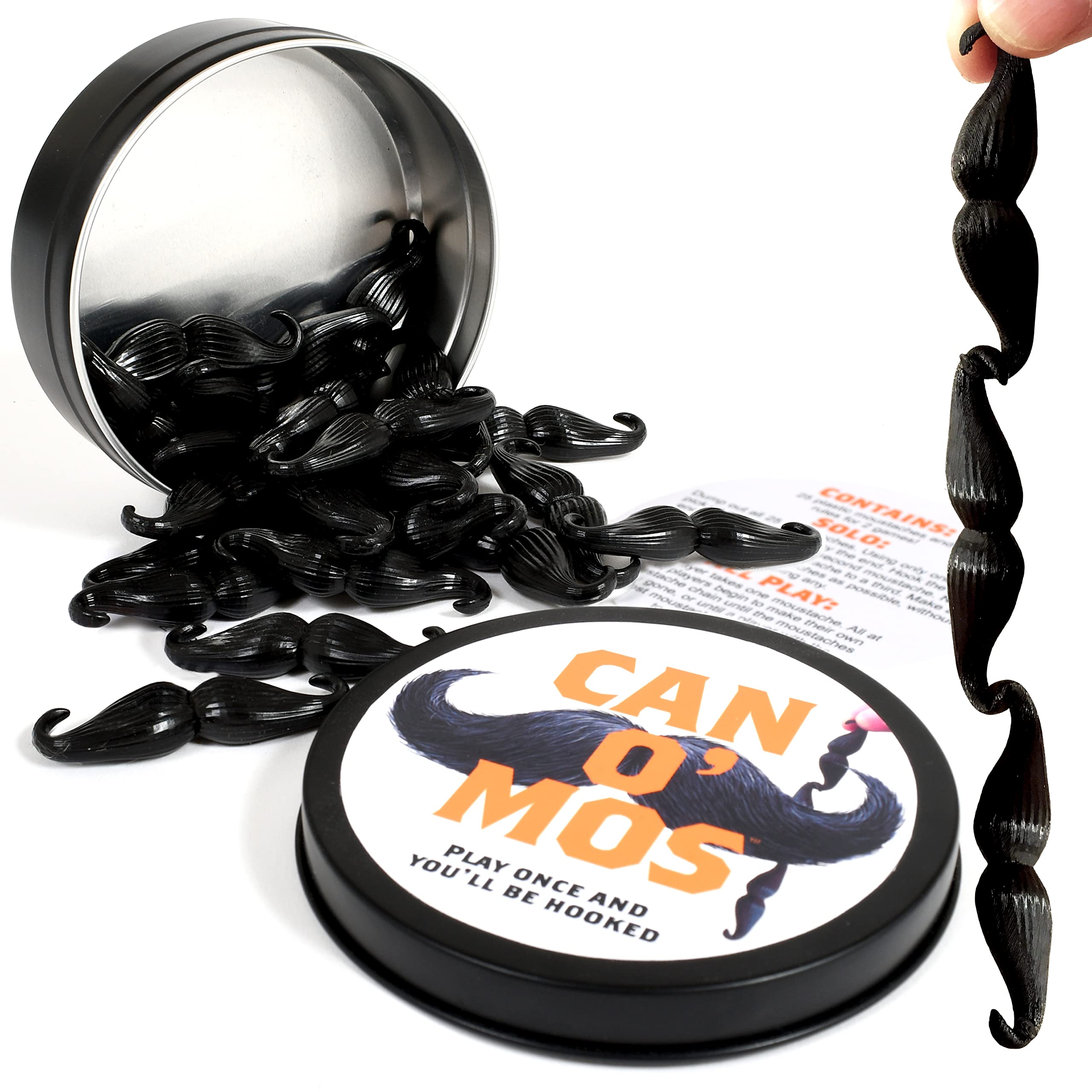 ROO Games Can O’ Mos - Chain Game for Kids and Adults - Ages 7+ - Up to 6 Players for Parties and Family Game Night - Connect The Most Mos to Win!