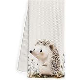 QEJ Boho Hedgehog Bathroom Hand Towels, Hedgehog Gifts, Kids Bathroom Decor, Cute Forest Animal in Grass Decorative Hand Towels for Kids Bath Room Washroom, 16x24 Inch