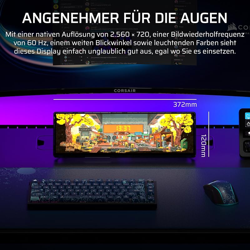 XENEON EDGE 14,5-Zoll-2K-LCD-Touchscreen HDMI und USB-C – Rauchgrau