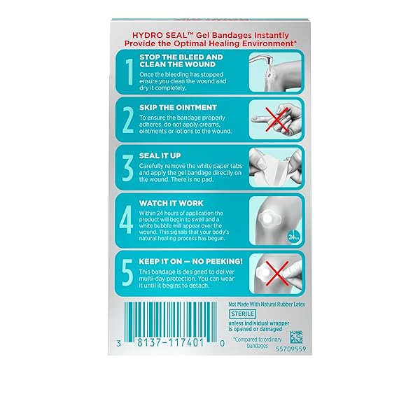 BAND-AID BRAND HYDRO SEAL ADHESIVE WATERPROOF BANDAGES, LARGE HYDROCOLLOID GEL BANDAGES FOR FIRST AID SUPPORT BETTER HEALING FOR MINOR BLISTERS, CUTS & SCRAPES, FSA/HSA ELIGIBLE, 6 CT
