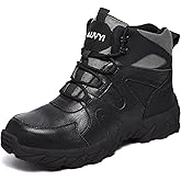 AUVYI Waterproof Work Boots For Men - Steel Toe Boots Safety Wide Toe Shoes with Slip-Resistant Rubber Sole, Lace-Up Industrial Construction Boots