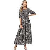 Womens Summer Casual Half Sleeve Bohemian Floral Tiered Maxi Dress