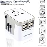 Power Plug Adapter - International Travel - w/4 USB Ports Work for 150+ Countries - 220 Volt Adapter - Travel Adapter Type C Type A Type G Type I f for UK Japan China EU Europe European By SublimeWare