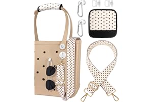 Toykee Bag Strap Charms Crossbody for Bogg Bag Accessories - Shoulder Strap Neoprene Luggage Handle Wrap for Suitcase & 2 Key Holders Coffee Geometry Pattern
