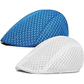 Xinveen 2 Pack Men's Mesh Cap Breathable Summer Newsboy Hat Beret Ivy Cap Irish Hiking Fisherman Hats