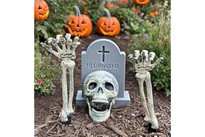 TOGETHERTOYO Realistic Skeleton Stakes, Halloween Yard Decorations Outdoor for Yard, Lawn, Garden, Graveyard Party Supplies, Hands and Skull Set for Outdoor
