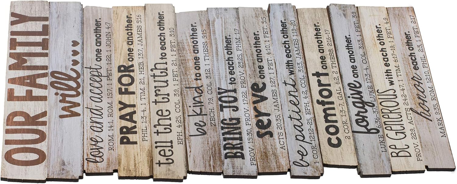 Lighthouse Christian Products Our Family Will Love One Another Rustic Stacked Pallet 8.5 x 16.5 Wood Wall Plaque - Image 5