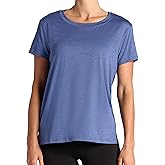 Gaiam Womens Align Marled T-Shirt, Relaxed Fit, Stretch Midweight Heathered Material, High-Low Hem