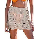 CUPSHE Women Crochet Cover Up Skirt Hollow Out Knit Beach Wrap Mini Skirt