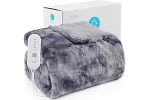 Dowin Electric Throw Blanket, Reversible Faux Fur Heated Blanket Throw,5 Heating Levels & 4Hrs Auto Off, Over-Heat Protection Heating Blanket, Machine Washable, Grey 50"x 60"