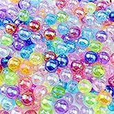 300 Pcs 8mm Acrylic Round Beads AB Colors Round Spacer Beads for Earring Bracelet Necklace Key Chains Jewelry DIY Craft Making(Mix AB Color)