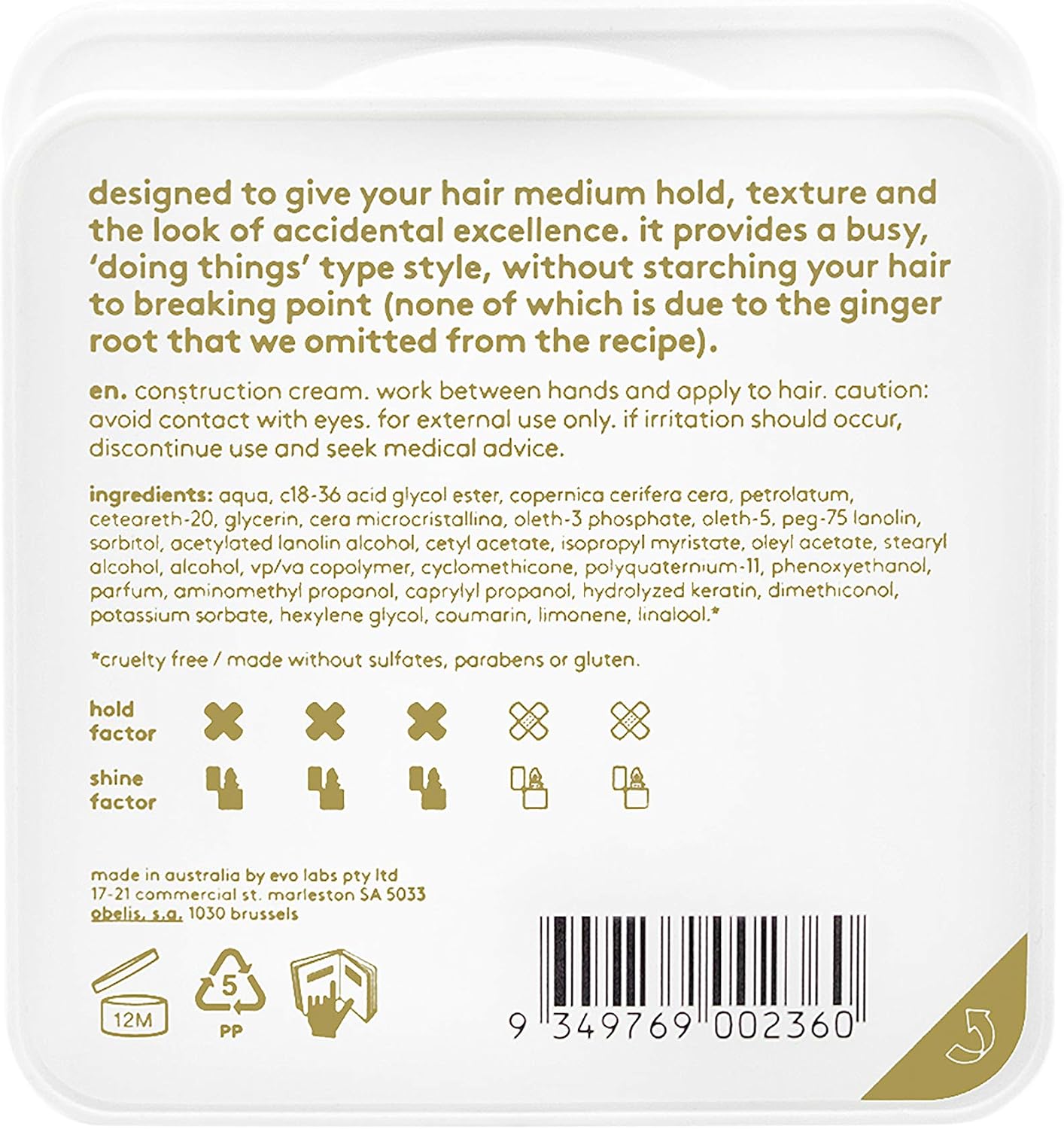 Evo Crop Strutters Hair Styling Cream for All/Short Hair - Medium Hold & Texturising Hair Product - 90g, transparent, 90 g (Pack of 1) - Image 3