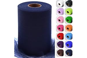 LUCEINVITA Navy Blue Tulle Fabric Roll 6 Inch by 100 Yards (300 feet) Sheer Netting Spool for Tutu Skirt Gift Wrapping Wedding Baby Shower Party Decorations DIY Crafts